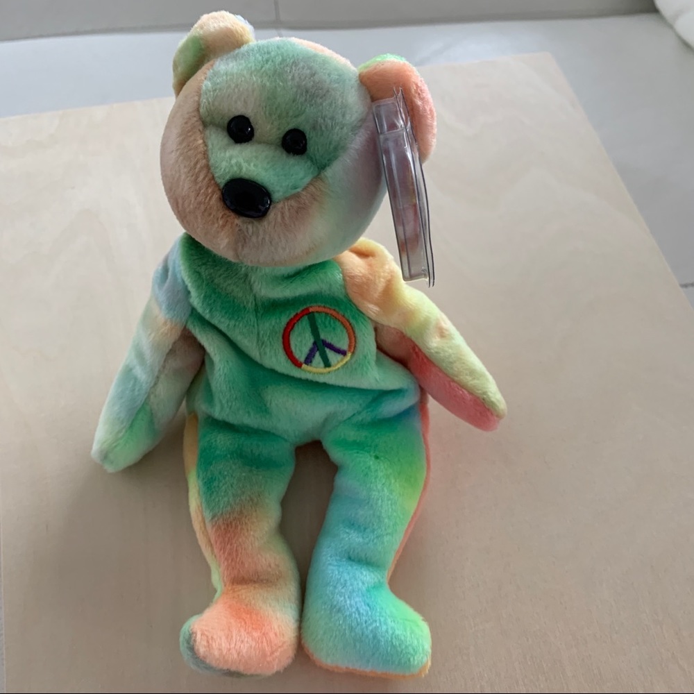 Peace, Beanie Baby teddy bear in great condition